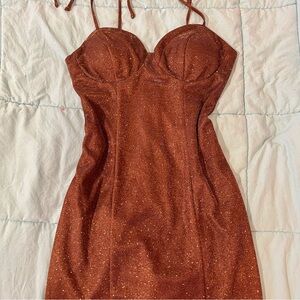Elegant Rust Glitter Dress
